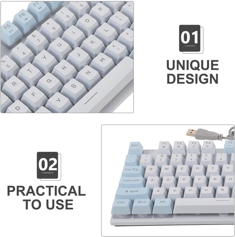 RGB Backlit Mechanical Gaming Keyboard Wired 104 Keys LED PC Keyboard for Gamers and Office Use White Blue Dual-Color Light-up - Image 3