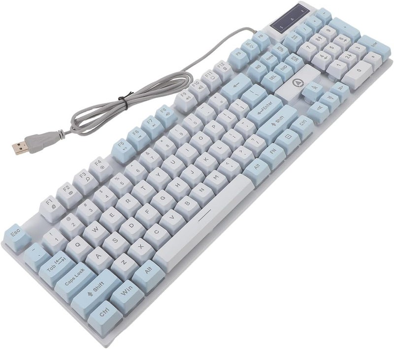 RGB Backlit Mechanical Gaming Keyboard Wired 104 Keys LED PC Keyboard for Gamers and Office Use White Blue Dual-Color Light-up - Image 1