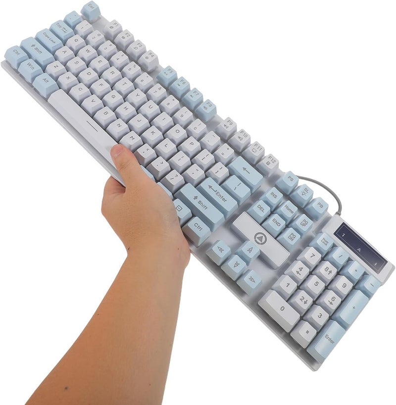 RGB Backlit Mechanical Gaming Keyboard Wired 104 Keys LED PC Keyboard for Gamers and Office Use White Blue Dual-Color Light-up - Image 4