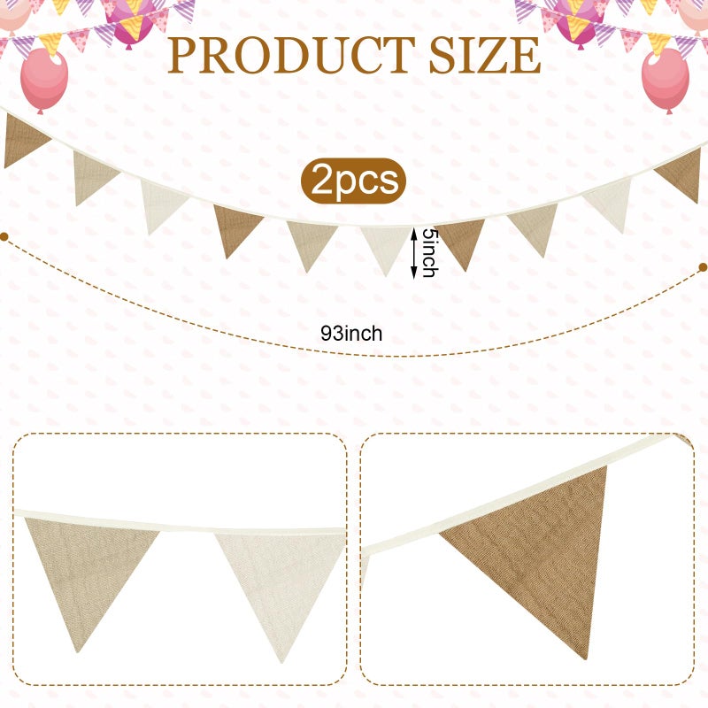 Oudain رايات علمية على شكل مثلث بطول 15.5 قدم 2 قطعة زينة حضانة لعيد ميلاد الطفل زينة حفلات الزفاف البوهيمية - Image 2