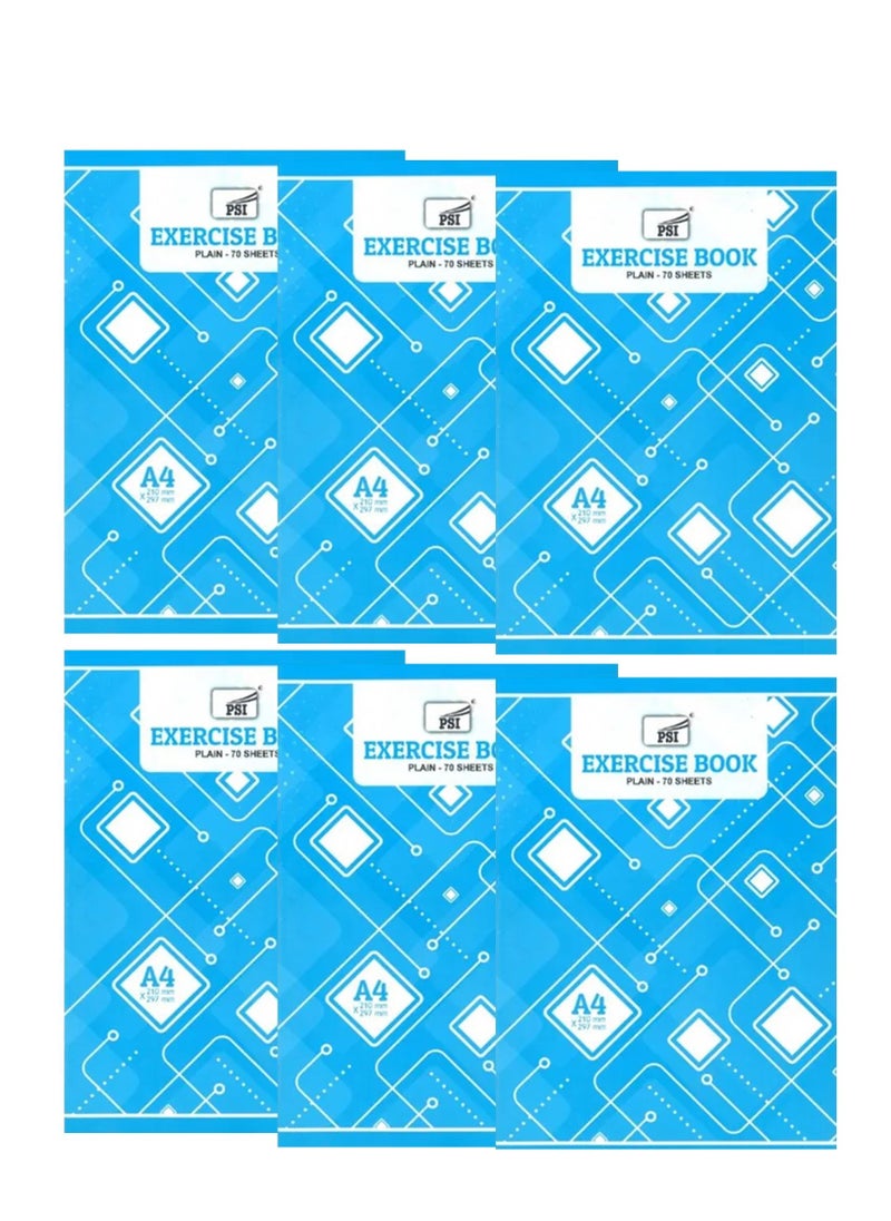 Psi - 6-Piece A4 Size Plain Notebook 70 Sheets - Image 1