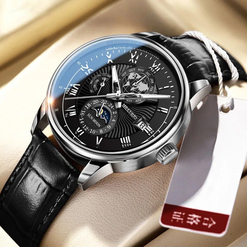 Y&D Foreign Trade New Fashion Hot-Selling Charm Quartz Alloy Men's Watch Glass Luminous 20mm Leather Strap 3BAR Water Resistance - Image 5