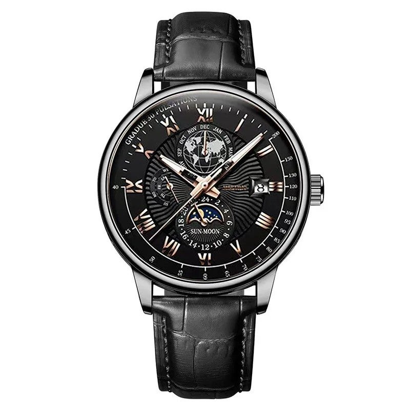 Y&D Foreign Trade New Fashion Hot-Selling Charm Quartz Alloy Men's Watch Glass Luminous 20mm Leather Strap 3BAR Water Resistance - Image 1