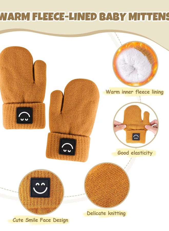 Hispeka Baby Beanie Mittens Scarf Set,Toddler Kids Winter Hat and Thermal Gloves Neck Warmer Set for Girls Boys Beige - Image 4