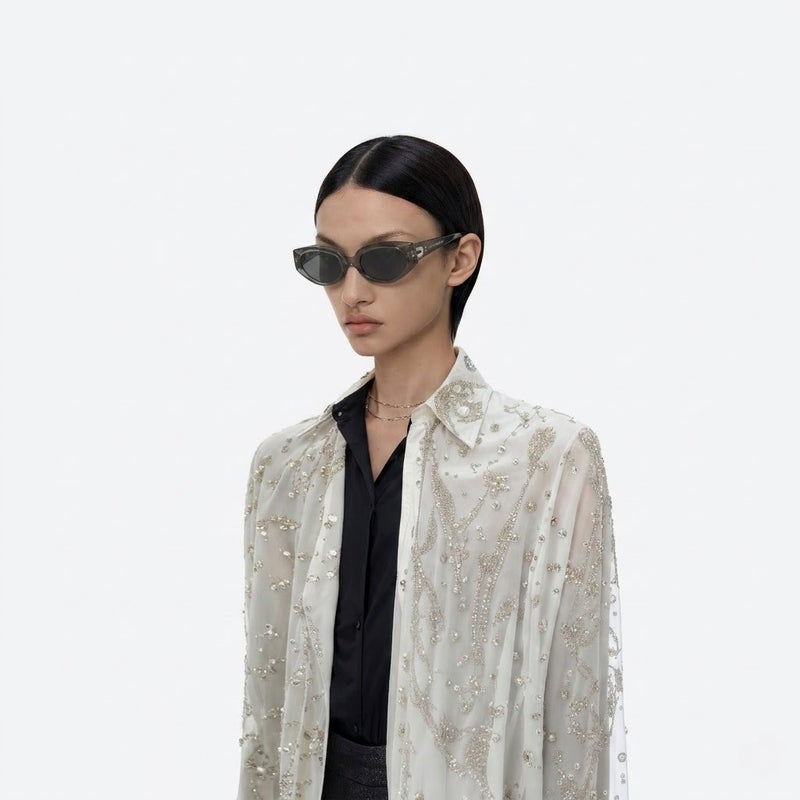 جنتل مونستر نظارات شمسية Gentle Monster DEVON BRC17 55 رمادية شفافة بيضاوية الشكل بتصميم عين القطة للجنسين - Image 4