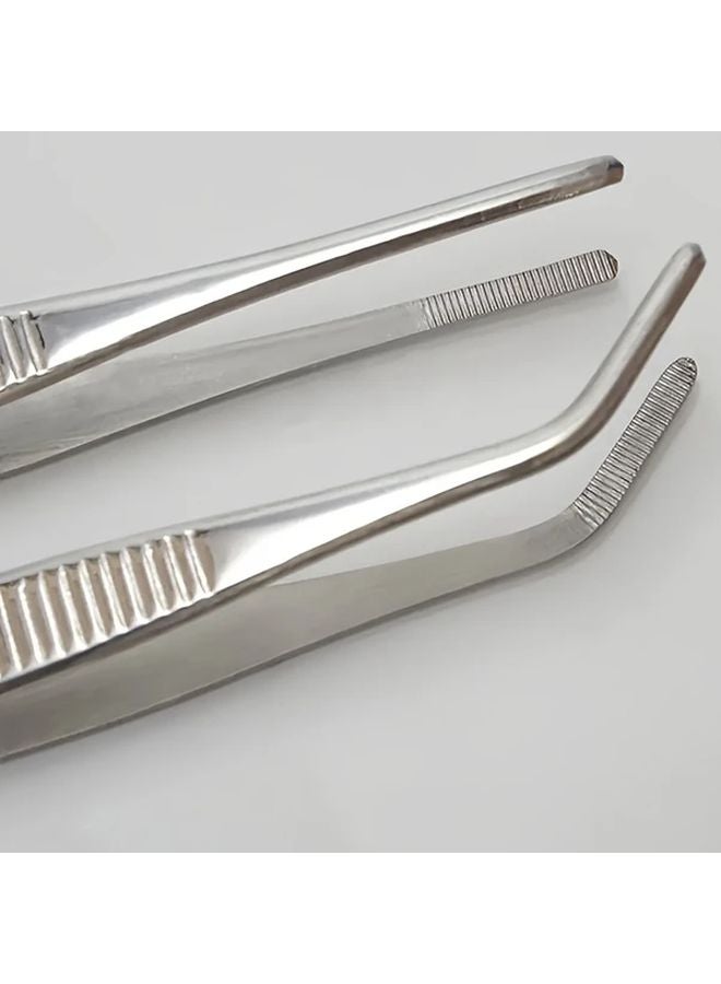 Stainless Steel Tweezers Set 1 Straight Head And 1 Elbow For Crafts Artworks Laboratory - Image 3
