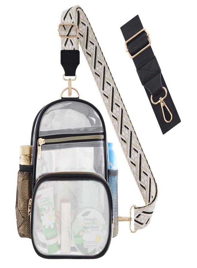 MOVOYEE Clear Bag Stadium Approved Events Concerts Bags Sports Outdoors with Water Bottle Holder,3 Pockets Clear Purse for Women Men Girls Handbags - Image 1