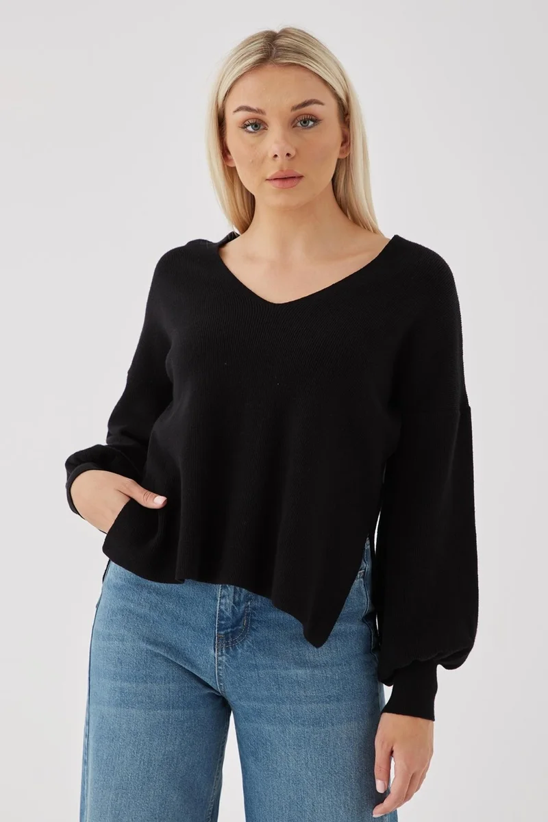 فاشن فريندز 23K0061K1 Women's Sweater Black