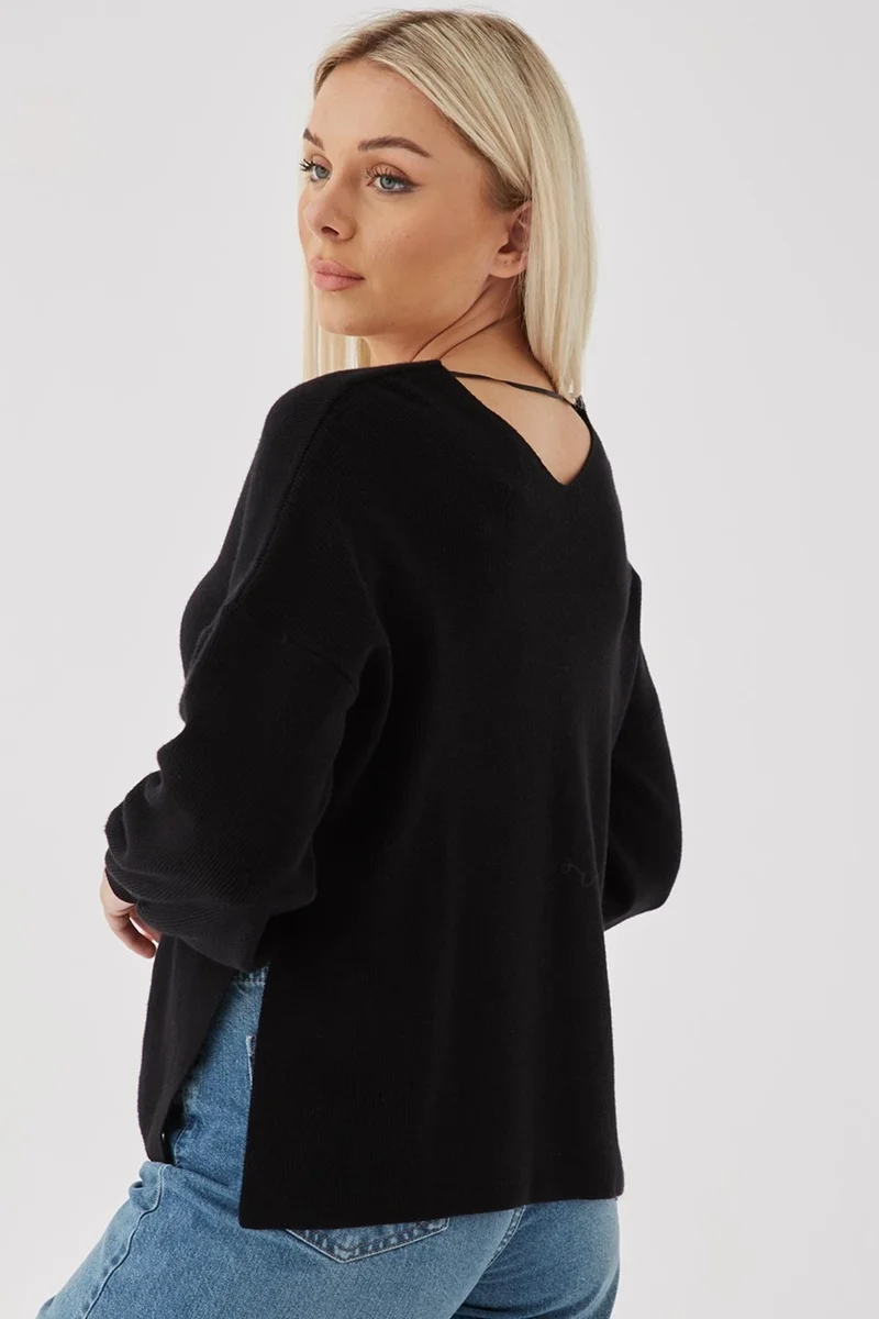 فاشن فريندز 23K0061K1 Women's Sweater Black