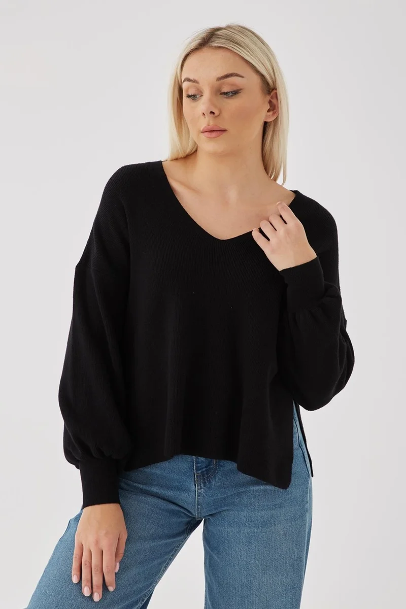 فاشن فريندز 23K0061K1 Women's Sweater Black