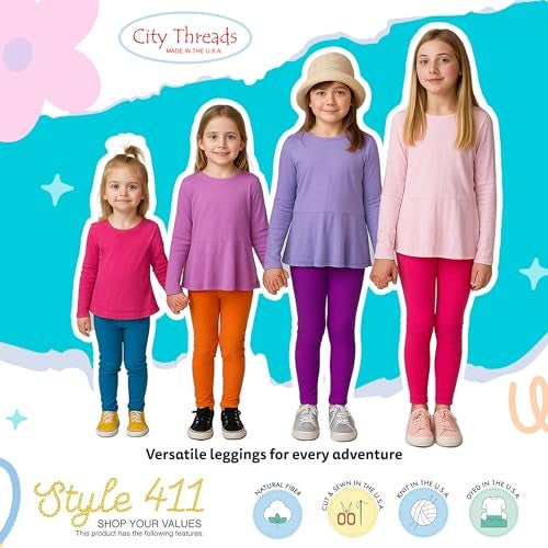 City Threads Made in USA Girls Leggings 100% Cotton for School Uniform Sports Coverage or Play Perfect for Sensitive Skin or SPD Sensory Friendly Clothing, Black, 8 - Image 4