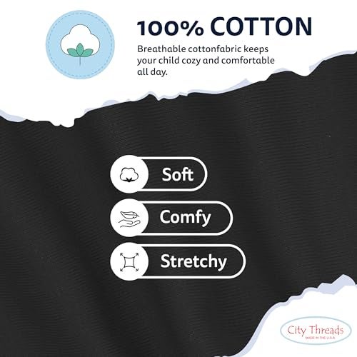 City Threads Made in USA Girls Leggings 100% Cotton for School Uniform Sports Coverage or Play Perfect for Sensitive Skin or SPD Sensory Friendly Clothing, Black, 8 - Image 5