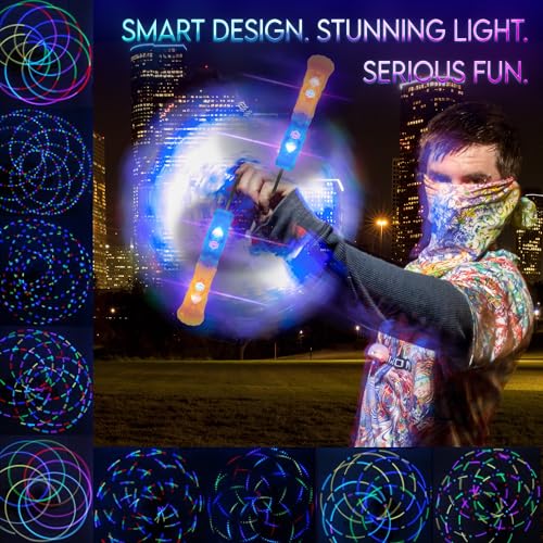 UltraPoi HelixPoi Pro Set Rechargeable LED Poi w 50 Color Modes Spinning Light Flow Toys wNonLED Knob Handles Soft Cases Adjustable Leashes Visual Poi for Rave Parties Performance - Image 5