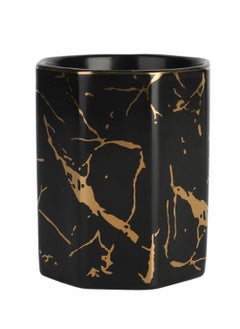 Excefore Ceramic Desk Pen Holder, Stand Golden Pattern Cute Pencil Cup Pot Desk Organizer  - Image 1