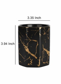 Excefore Ceramic Desk Pen Holder, Stand Golden Pattern Cute Pencil Cup Pot Desk Organizer  - Image 5
