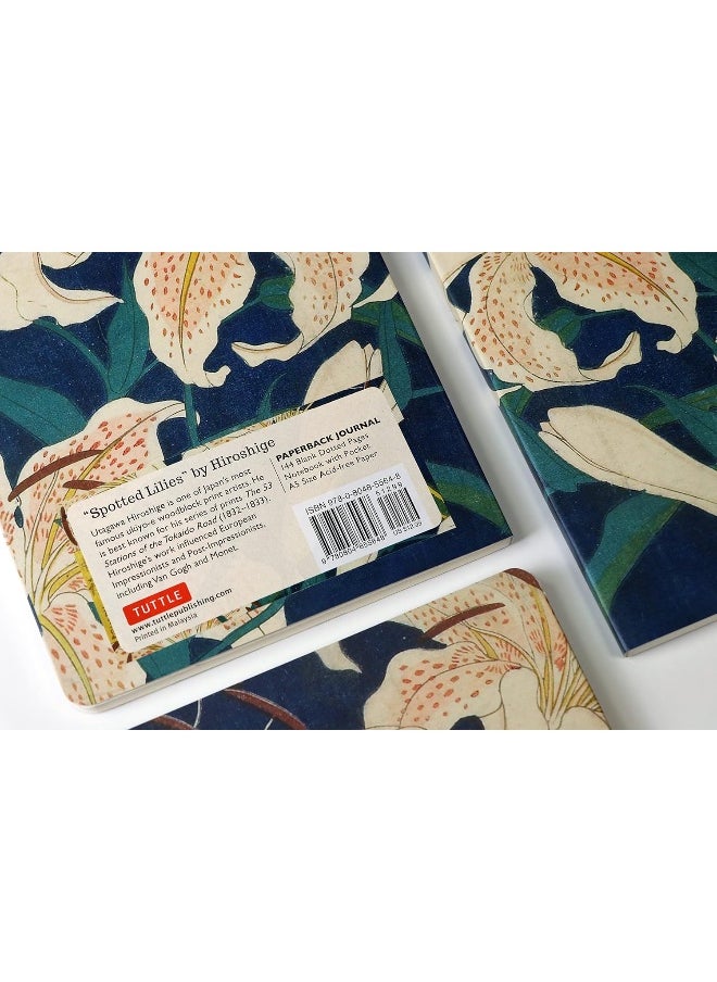 Hiroshige Spotted Lilies Dotted Paperback Journal: Blank Notebook with Pocket  - Image 4