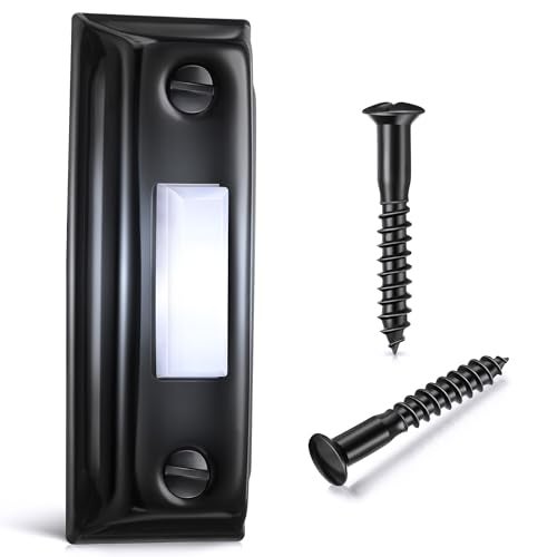 Dreyoo Metal Doorbell Push Button, Heavy Duty Metal Door Bell Wired Button LED Lighted Wall Mounted Door Bell Push Buttons for Home Universal Garage Opener Switch Property in Copyright(Black) - Image 1