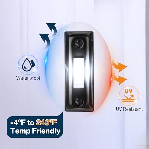 Dreyoo Metal Doorbell Push Button, Heavy Duty Metal Door Bell Wired Button LED Lighted Wall Mounted Door Bell Push Buttons for Home Universal Garage Opener Switch Property in Copyright(Black) - Image 4