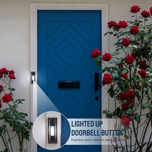 Dreyoo Metal Doorbell Push Button, Heavy Duty Metal Door Bell Wired Button LED Lighted Wall Mounted Door Bell Push Buttons for Home Universal Garage Opener Switch Property in Copyright(Black) - Image 5
