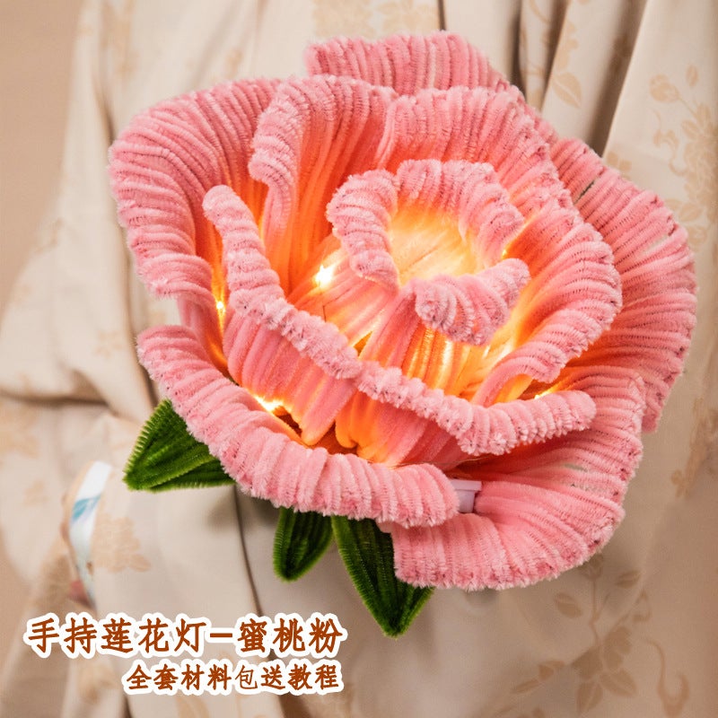 Mid-Autumn Festival Rabbit Lantern DIY KitHandheld lotus lamp-peach pink Handheld lotus lamp-peach pink 