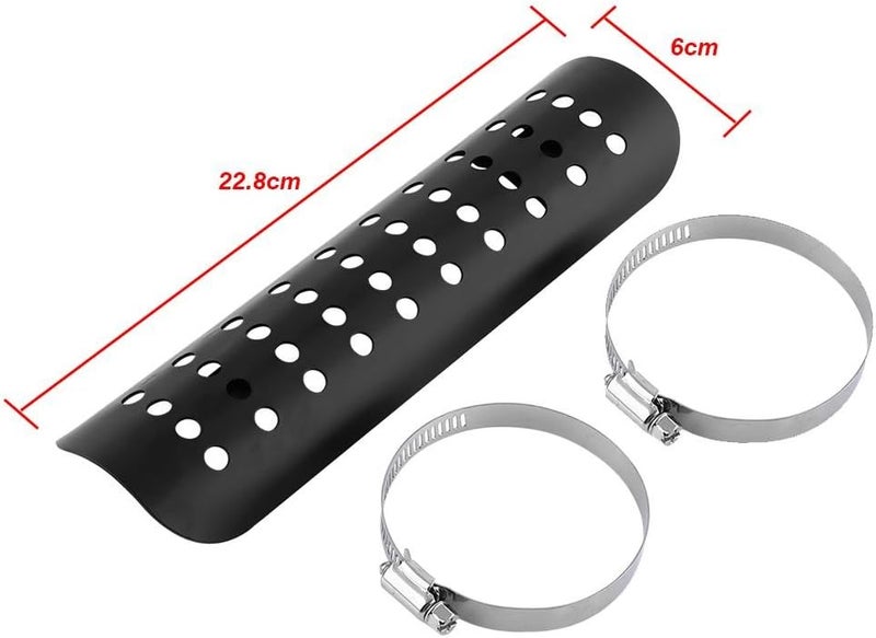 Keenso Motorcycle Exhaust Heat Shield,Universal Motorcycle Heat Guard Cover with 2 Stainless Steel Clamps for 50mm-70mm Pipe Diameter(Silver) - Image 3