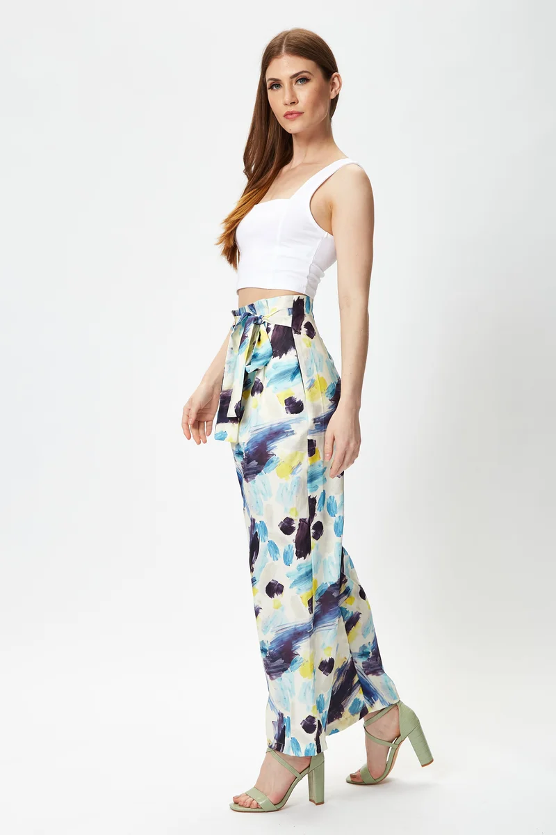 Liquorish  Multicolour Abstract Print Trousers for Women | Best Price UAE