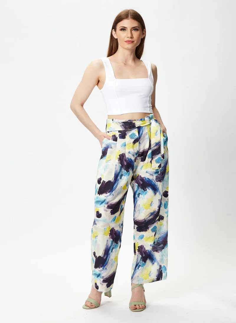 Liquorish Multicolour Abstract Print Trousers