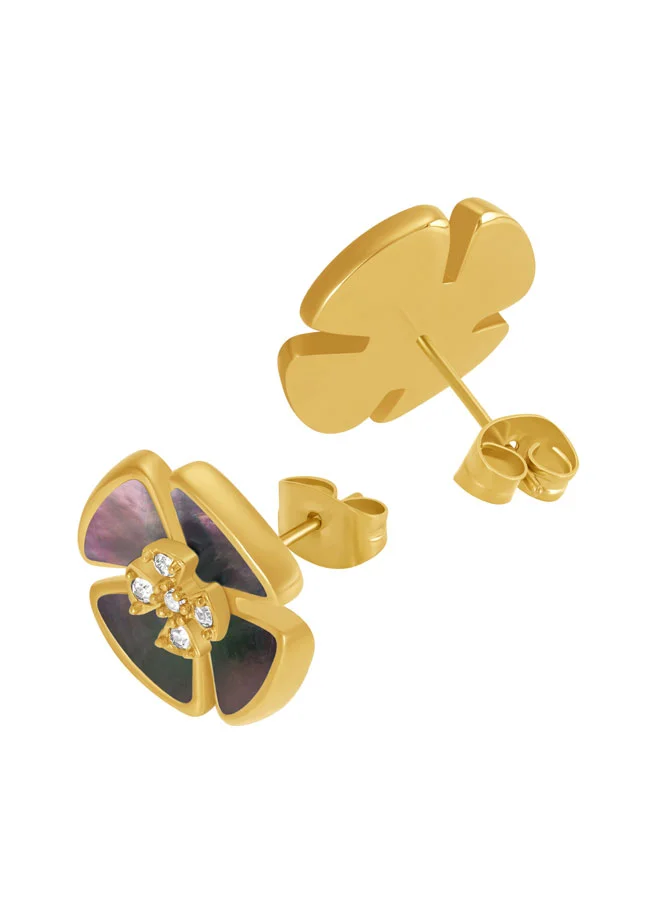 Police  Orbita Yellow Gold Plated Stainless Steel Stud Earrings for Women for Women | Best Price UAE