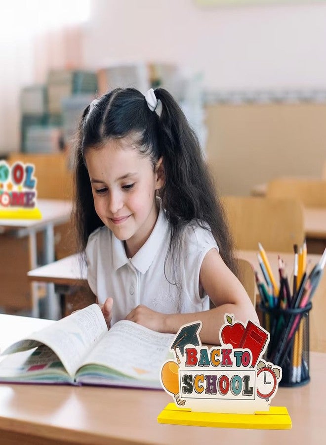 الأيببون قطعة مركزية خشبية لطاولة العودة إلى المدرسة من ALIBBON مكونة من 3 قطع، غطاء طاولة ترحيب مدرسي، ديكور طاولة العودة إلى المدرسة للفصول الدراسية ومعلمي المدارس والطلاب ومستلزمات حفلات العودة إلى المدرسة - Image 3