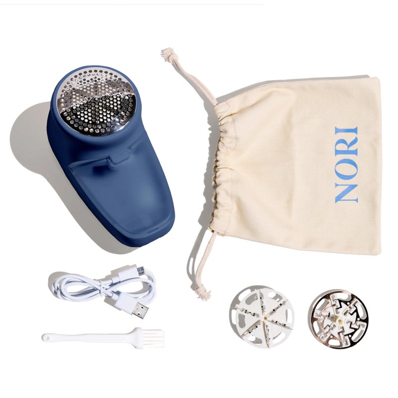 Nori Trim Fabric Shaver Lint Remover for Clothes Furniture Couch Pilling Sweater Pill Remover Clothes Shaver with 6 Precision Blades Wireless and Rechargeable Navy - Image 3
