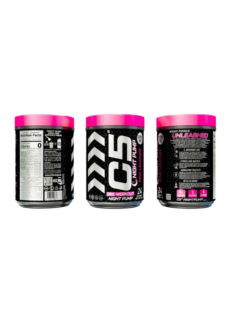 C5 Night Pump Pre Workout Powder Pink Lemonade- 24 Servings, Sugar Free-Zero Calories-Beta Alanine-Citrulline Malate, High-Performance PreWorkout Booster Supplement - Image 3