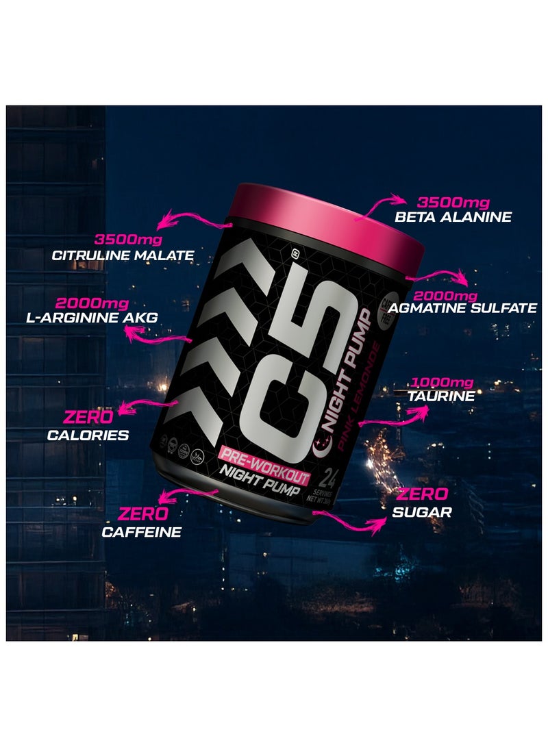C5 Night Pump Pre Workout Powder Pink Lemonade- 24 Servings, Sugar Free-Zero Calories-Beta Alanine-Citrulline Malate, High-Performance PreWorkout Booster Supplement - Image 5