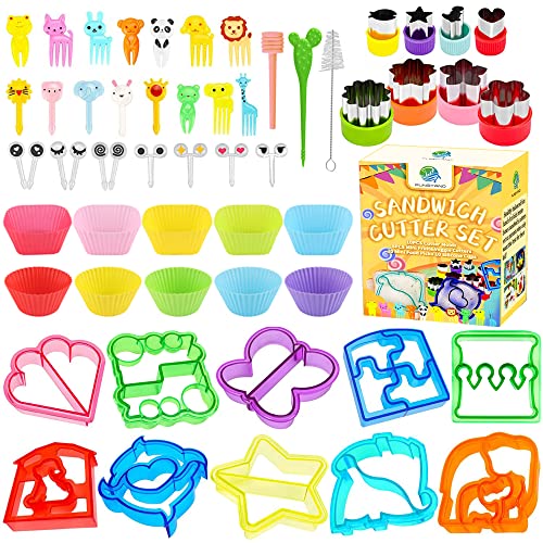 FUNGYAND Sandwich Cutter Set, All in One Bento Box Complete Supplies and Accessories Kit Includes Sandwich Bread Cutters, Fruit Cutter, Animal Food Picks, Silicone Cups - Image 1