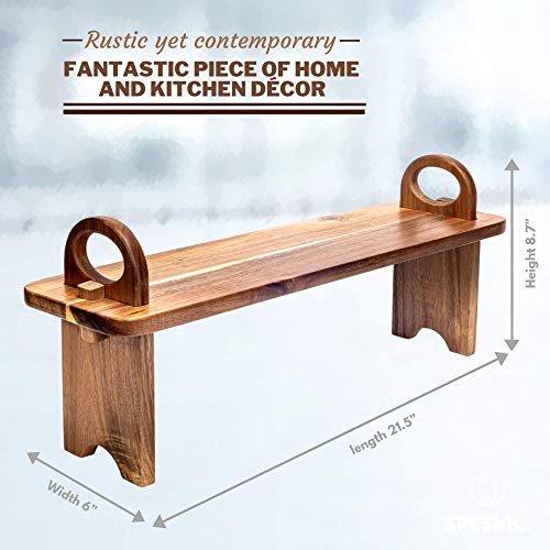 SPEShh Acacia Wooden Serving Board on Stand – Raised Wood Serving Trays Platter – Home Kitchen Countertop Organizer Shelf & Large Charcuterie Tray for Cheese Party Food 21.5 X 6 x 8.7 inches - Image 3