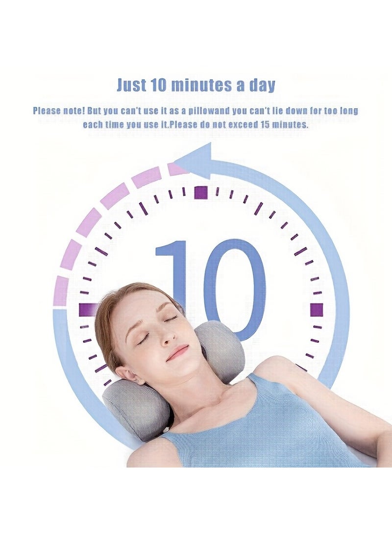 1pc Neck Pillow – Ergonomic Neck & Shoulder Support, Neck Cloud Stretcher Massager for Pain Relief & Relaxation, Blue Gray  - Image 1
