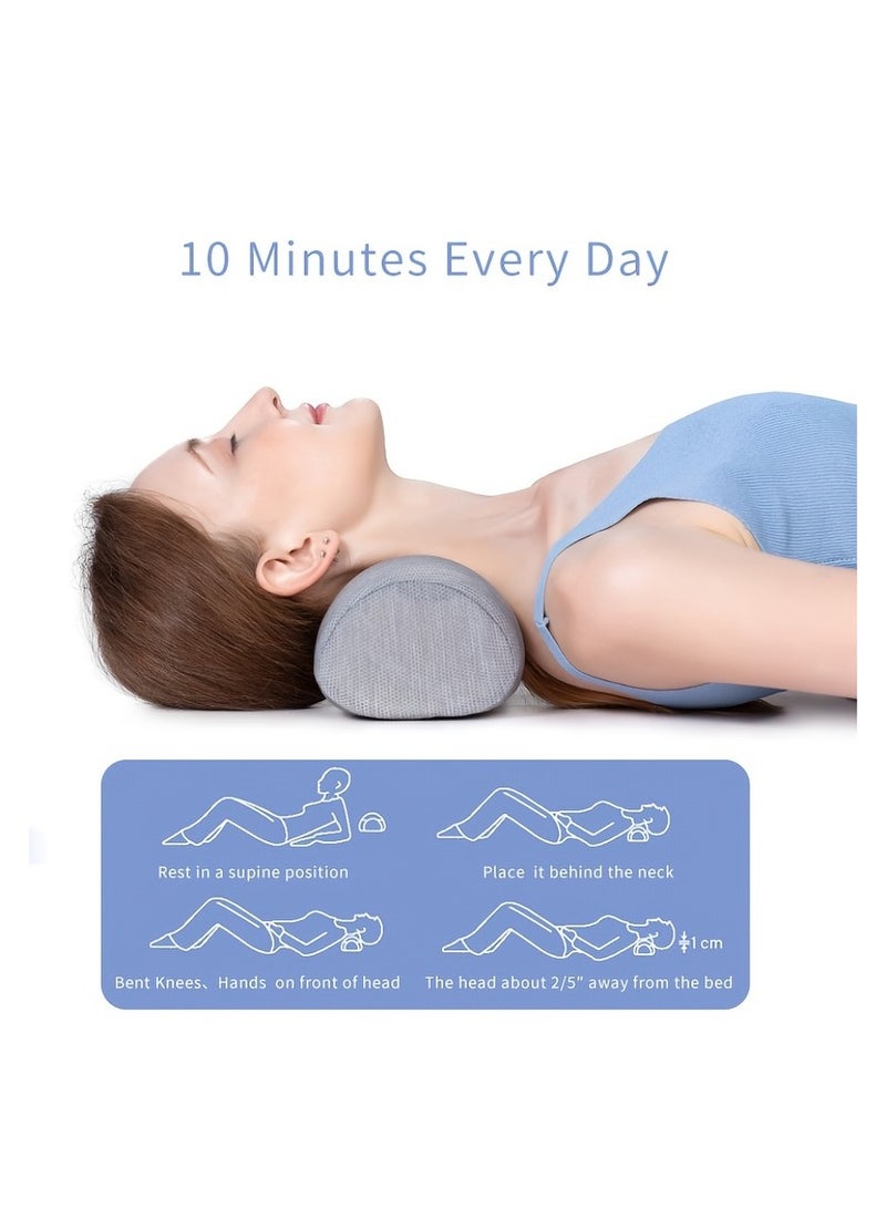 1pc Neck Pillow – Ergonomic Neck & Shoulder Support, Neck Cloud Stretcher Massager for Pain Relief & Relaxation, Blue Gray  - Image 4