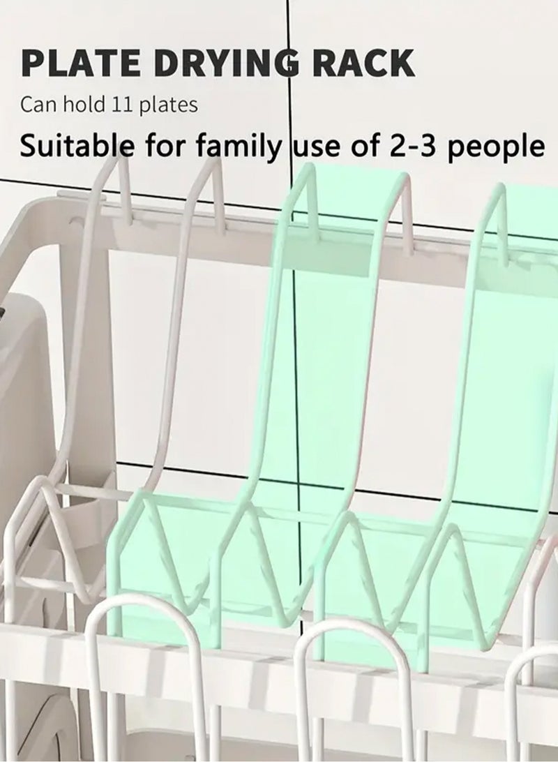 LOOPITYS 2-Layer Dish Drying Rack with Drainboard,Household Dish Rack with Rotatable Spout,Dish Drainer with Utensil Holder and Drainboard, Kitchen Organizer Rack - Image 2