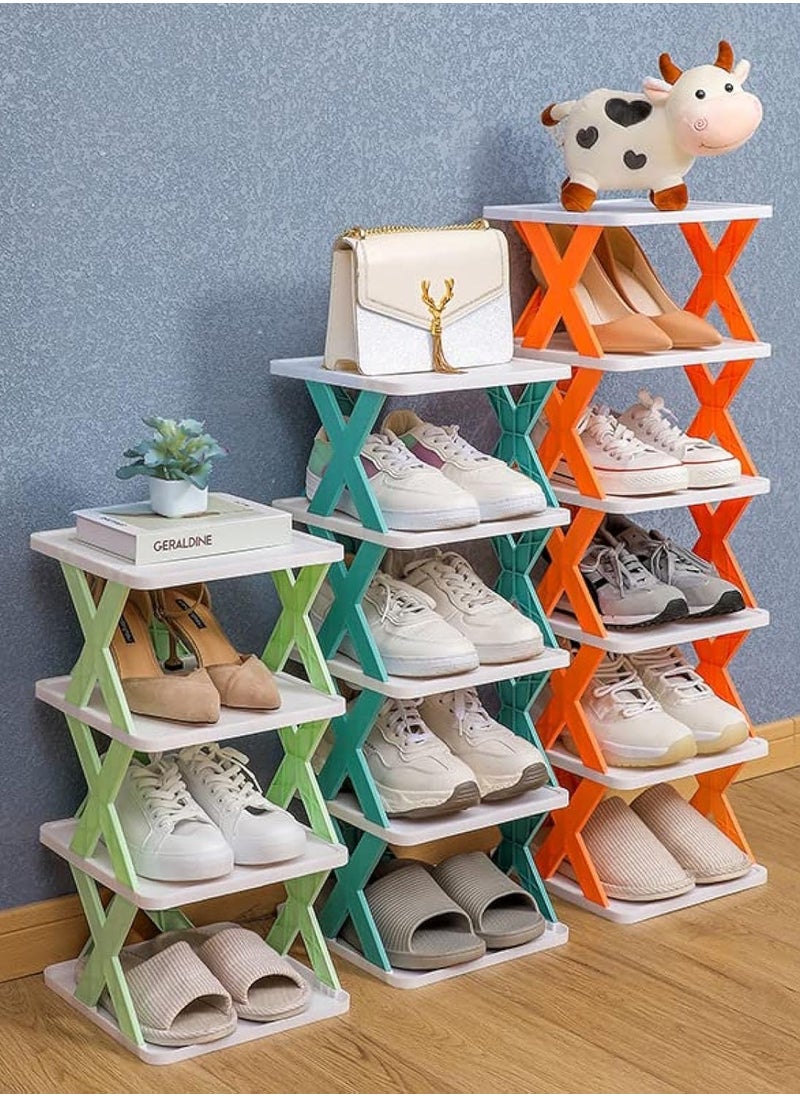 Toshionics 6 Layer Foldable Plastic Shoe Rack X-Shaped Shoe Frame Stackable Lightweight Portable Space-Saving Shoe Storage Stand Organizer Cabinet Storage for Small Space  Living Room Entryway Closet Hallway Corner Rack  - Image 2