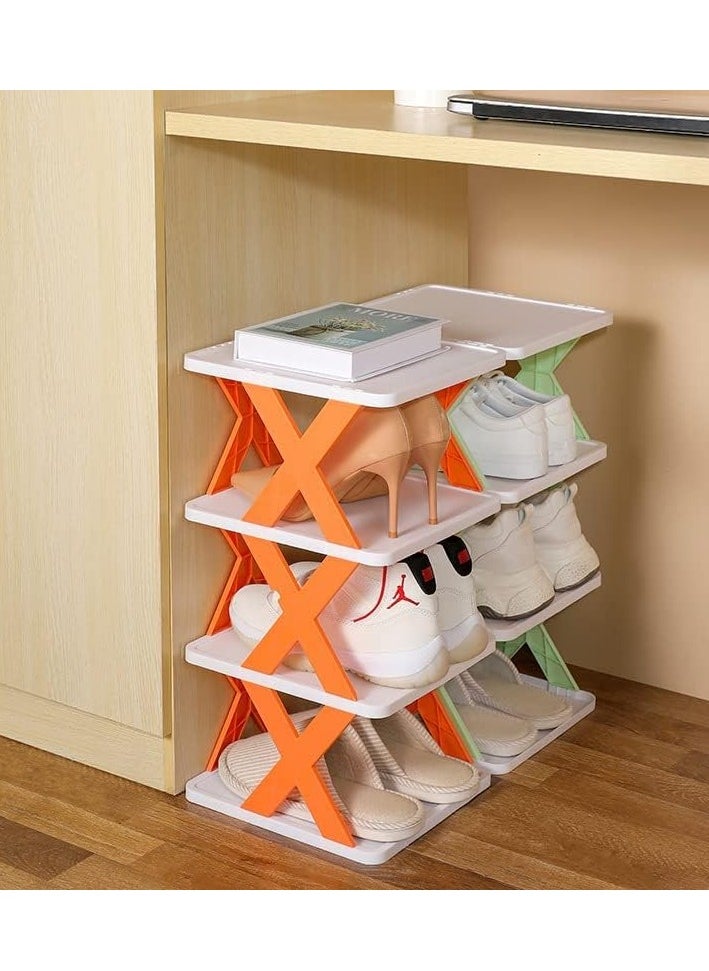 Toshionics 6 Layer Foldable Plastic Shoe Rack X-Shaped Shoe Frame Stackable Lightweight Portable Space-Saving Shoe Storage Stand Organizer Cabinet Storage for Small Space  Living Room Entryway Closet Hallway Corner Rack  - Image 5