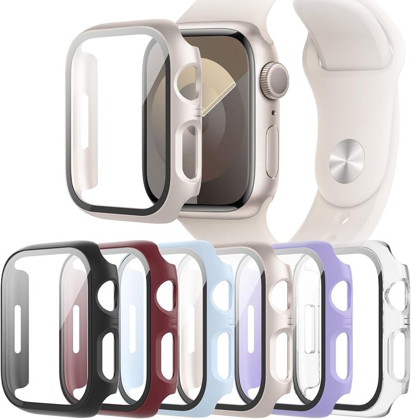 QCKANLJ 6-Pack Case with Tempered Glass Screen Protector Compatible with Apple Watch Series SE 3(2025)/SE 2/SE/6/5/4 40mm, Full Coverage Hard PC Protective Face Cover Bumper for iWatch 40 mm - Image 1