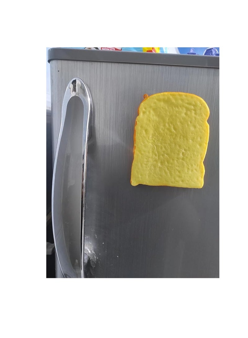 Real 3D Resin House Accessories Foods Freeze Magnets Sticker Refrigerator, Magnet Sticker Fake Bread Shapes, Slice Toast French Bread Fino, Batee and Patty Fridge Sticker Refrigerator (Slice Toast) - Image 1