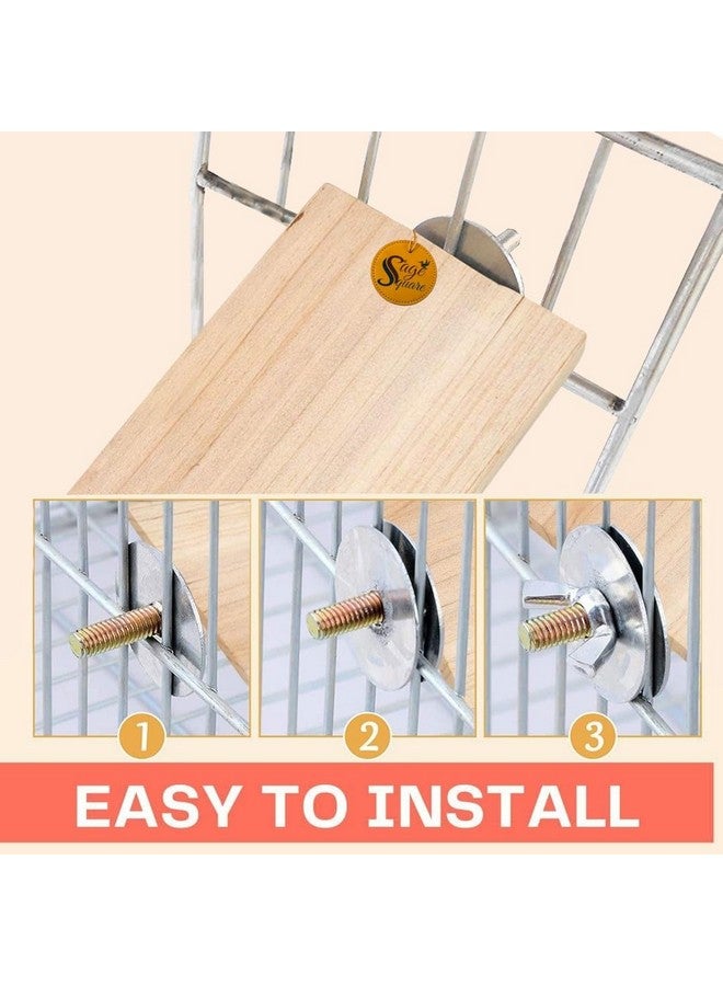 سايج سكوير منصة رمل خشبية مصنوعة من الخشب الطبيعي، مجموعة من اثنين (3 * 4 & رمل 3 * 4 بوصة) حامل مجثم على شكل مستطيل، ملحقات القفص، لعبة مرحة، مناسبة للطيور والببغاوات والبادجي - Image 4