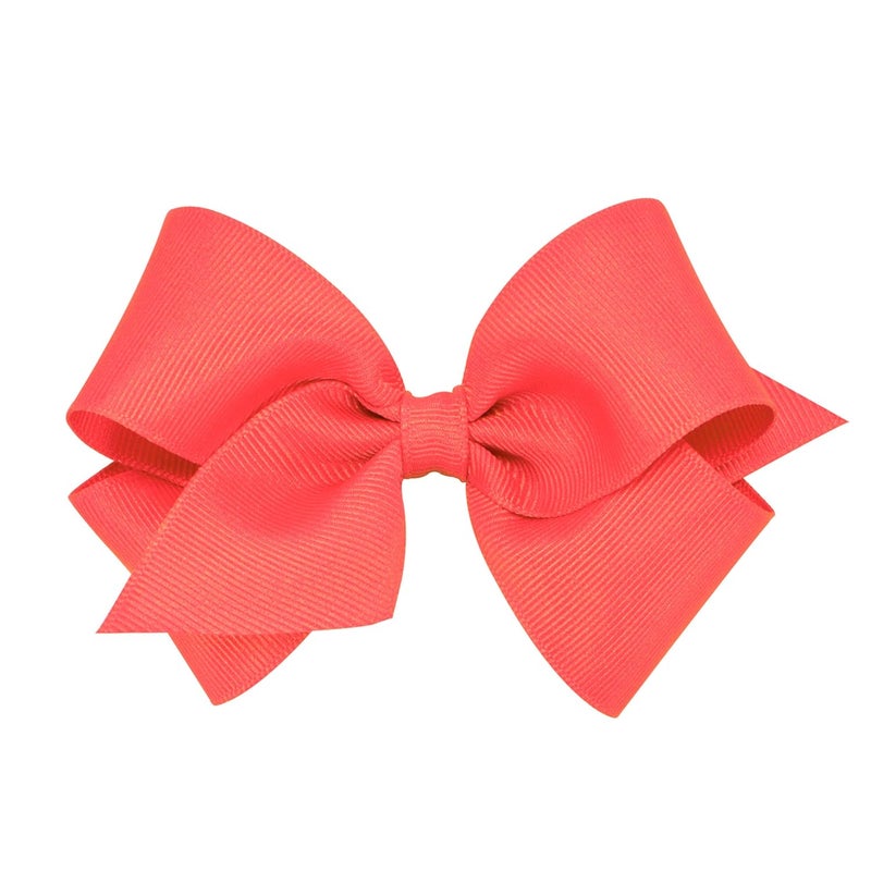 Wee Ones Girls' Plain Wrap Classic Grosgrain Hair Bows on a WeeStay No-Slip Hair Clip, Handmade, Small, Watermelon - Image 1