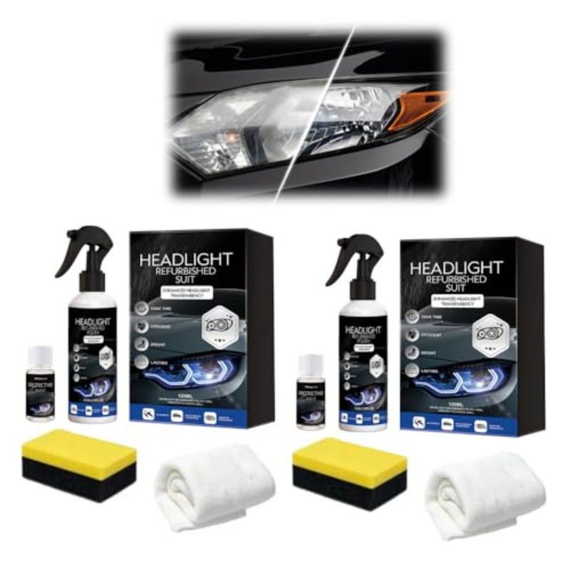 Automotive Headlight Restoration Kit: Fast and Easy Car Headlight Cleaner for Oxidized, Yellowed Headlamps - Refurbishing Fluid Restores Clarity and Brightness for All Vehicle Types - Image 1