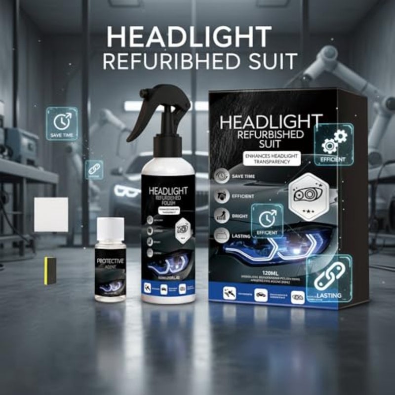Automotive Headlight Restoration Kit: Fast and Easy Car Headlight Cleaner for Oxidized, Yellowed Headlamps - Refurbishing Fluid Restores Clarity and Brightness for All Vehicle Types - Image 2