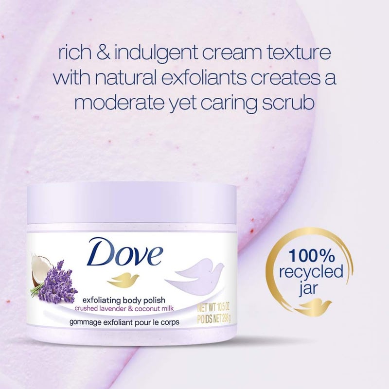 Dove Exfoliating Body Polish Body Scrub Crushed Lavender & Coconut Milk 10.5 oz - Image 5