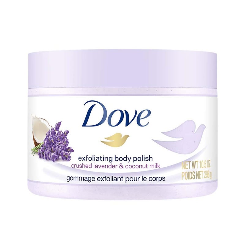 Dove Exfoliating Body Polish Body Scrub Crushed Lavender & Coconut Milk 10.5 oz - Image 1