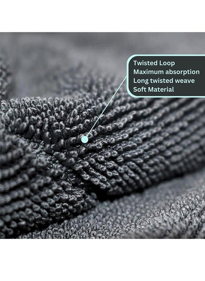 Muyixin منشفة سيارة من الألياف الدقيقة 1200 جرام لكل متر مربع، فائقة الامتصاص، طويلة ملتوية ولا تسبب خدوش، قماش ناعم على جميع الأسطح بدون جهد - Image 4