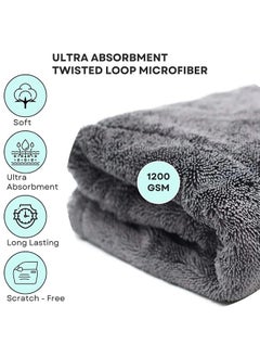 Muyixin 1200 gsm Car Microfiber Towel Super Absorbent Long Twisted No Scratches Soft Cloth on All Surfaces Effortless  - Image 3