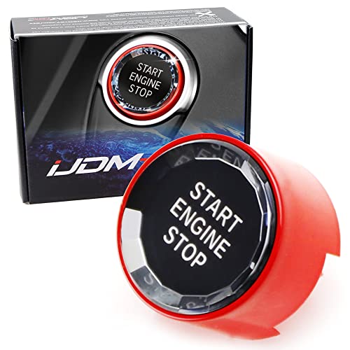 iJDMTOY (1) Crystal Diamond Reflective Engine Push Start Button w/Red Trim Compatible with BMW F/G Chassis Code 2 3 4 5 7 Series, X1 X2 X3 X4 X5 X6 w/Auto Start/Stop Feature - Image 1